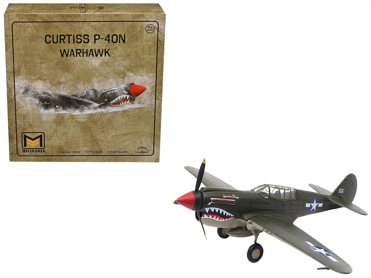 Curtiss P-40N Warhawk Fighter Aircraft "American Dream National Warplane Museum" United States Army Air Forces 1/72 Diecast Model By Militaria Die Cast 1