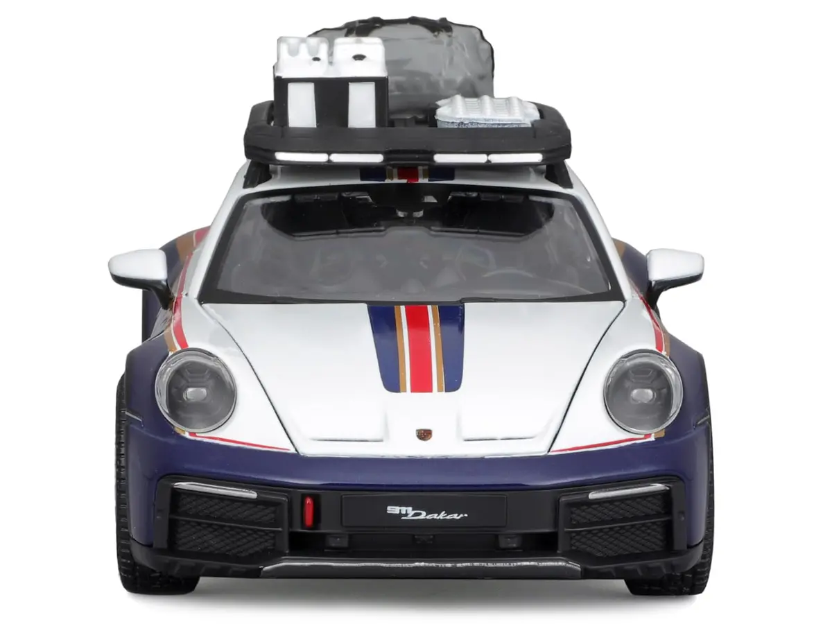 Porsche 911 Dakar #953 "Roughroads Porsche" Blue And White With Stripes And Roof Rack "Race" Series 1/24 Diecast Model Car By Bburago 2
