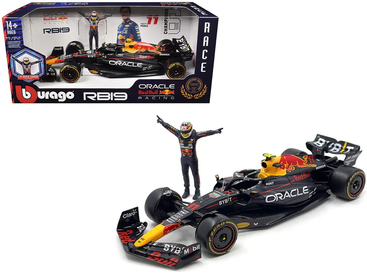Red Bull Racing Rb19 #11 Sergio Perez "Oracle" Formula One F1 Championship "Constructor Champions" (2023) With Driver Figure 1/24 Diecast Model Car By Bburago 1
