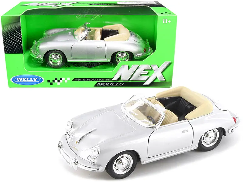 Porsche 356B Roadster Silver "Nex Models" 1/24 Diecast Model Car By Welly 1