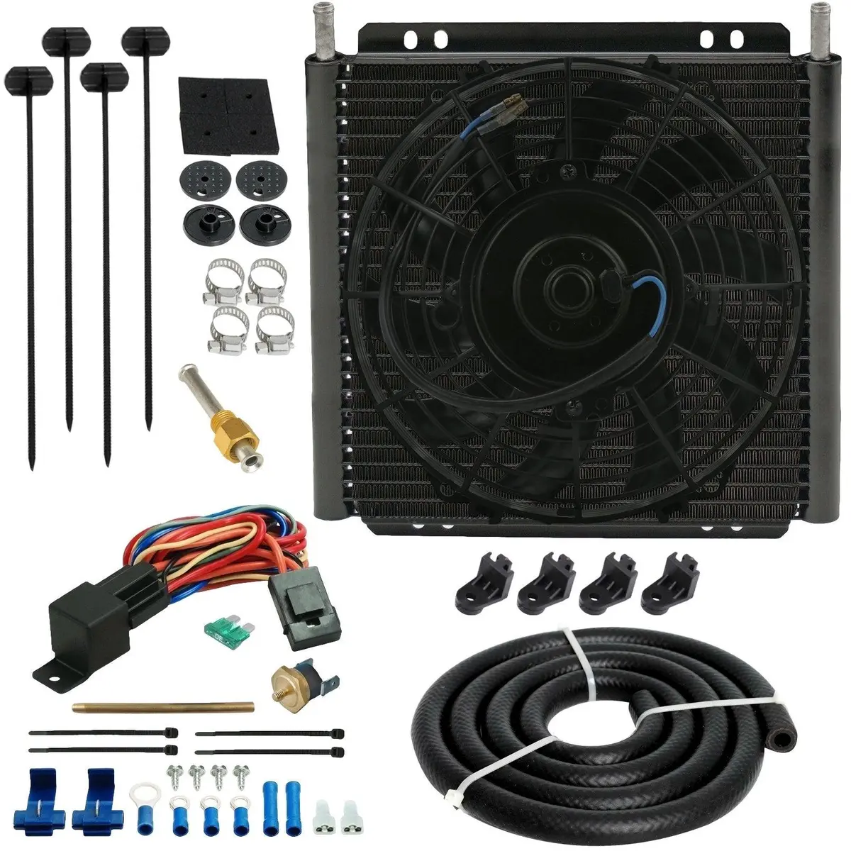 26 Row 6An Transmission Oil Cooler Fin Push-In Probe Temp Switch Fan Kit 1