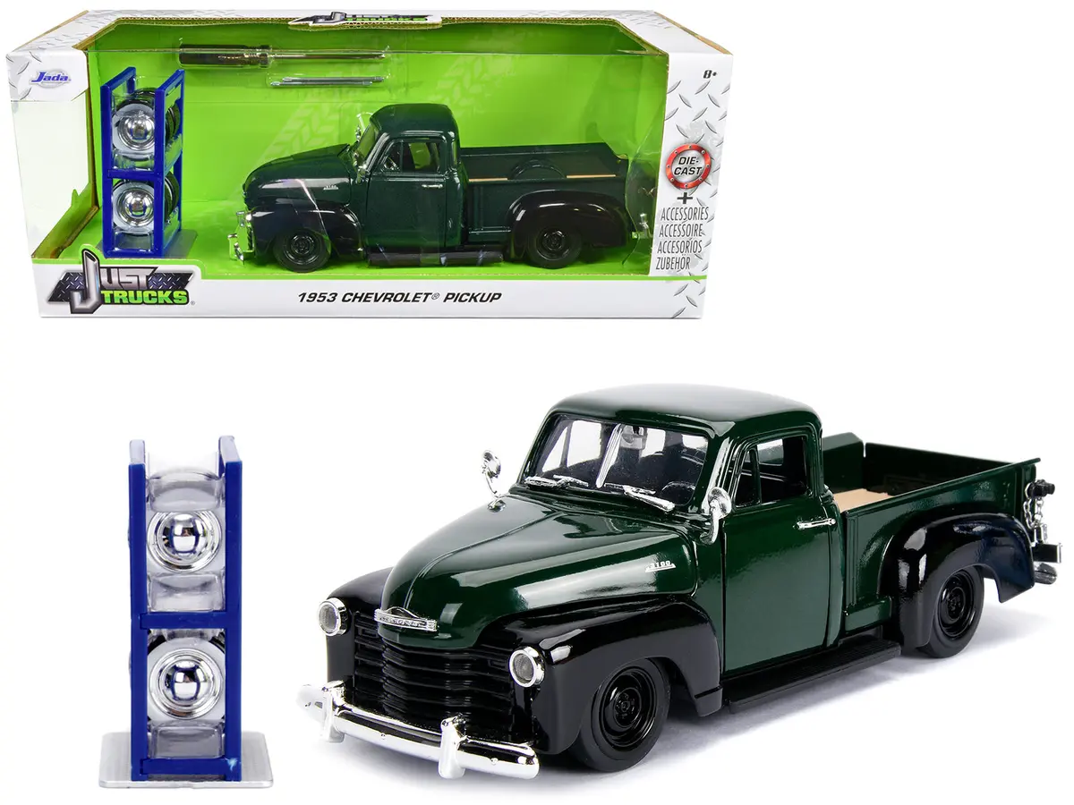 1953 Chevrolet 3100 Pickup Truck Green With Extra Wheels "Just Trucks" Series 1/24 Diecast Model By Jada 1