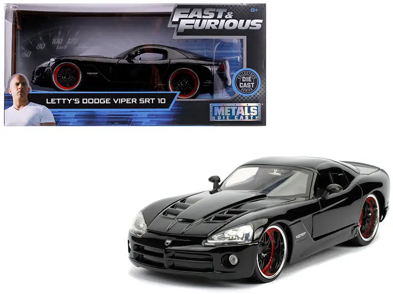 Letty's Dodge Viper Srt 10 Black "Fast & Furious" Movie 1/24 Diecast Model Car By Jada 1