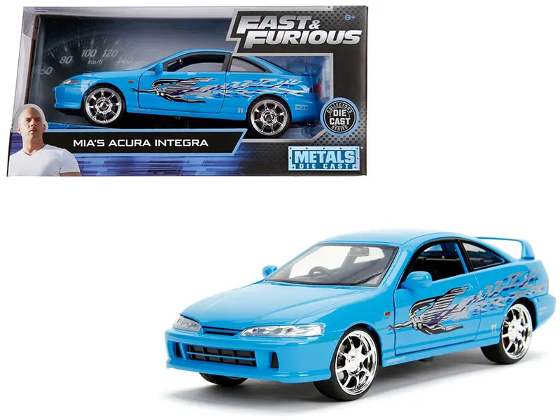 Mia's Acura Integra Rhd (Right Hand Drive) Blue "The Fast And The Furious" Movie 1/24 Diecast Model Car By Jada 1