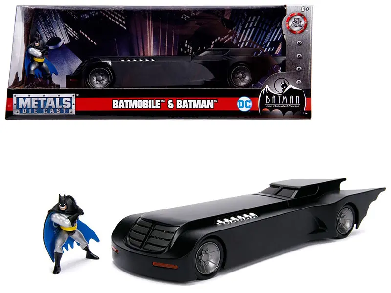 Batmobile With Batman Diecast Figure "Animated Dc Comics Series" 1/24 Diecast Model Car By Jada 1