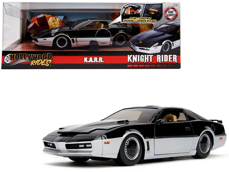 K.A.R.R. Black And Silver With Light "Knight Rider" (1982) Tv Series "Hollywood Rides" Series 1/24 Diecast Model Car By Jada 1