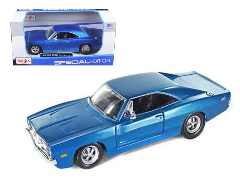 1969 Dodge Charger R/T Hemi Blue 1/25 Diecast Model Car By Maisto 1
