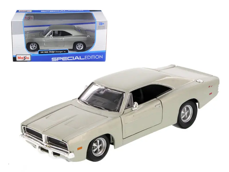 1969 Dodge Charger R/T Hemi Silver 1/25 Diecast Model Car By Maisto 1