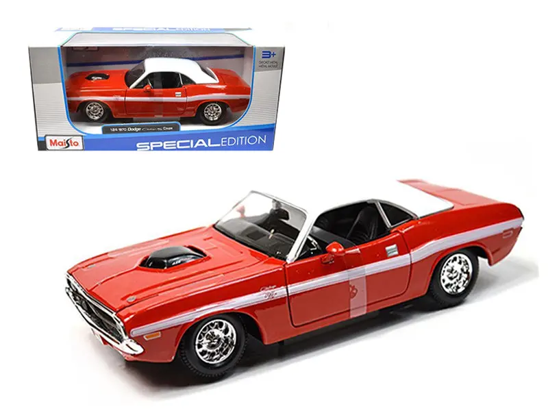 1970 Dodge Challenger R/T Coupe Red 1/24 Diecast Model Car By Maisto 1