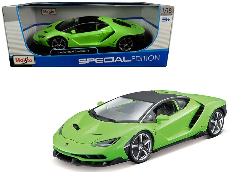 Lamborghini Centenario Lime Green With Matte Black Top 1/18 Diecast Model Car By Maisto 1
