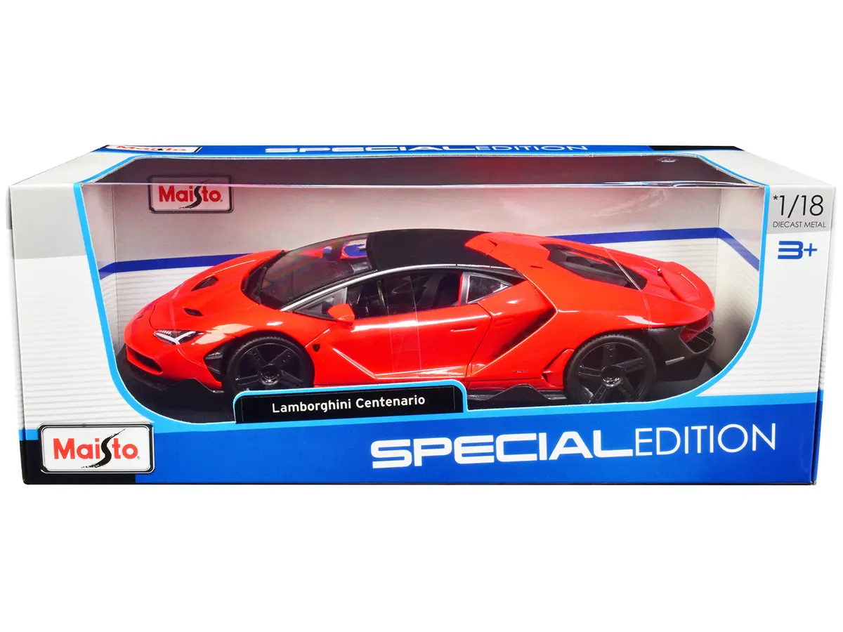 Lamborghini Centenario Orange With Matte Black Top "Special Edition" 1/18 Diecast Model Car By Maisto 1