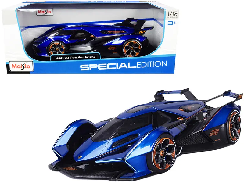 Lamborghini V12 Vision Gran Turismo Blue Metallic 1/18 Diecast Model Car By Maisto 1