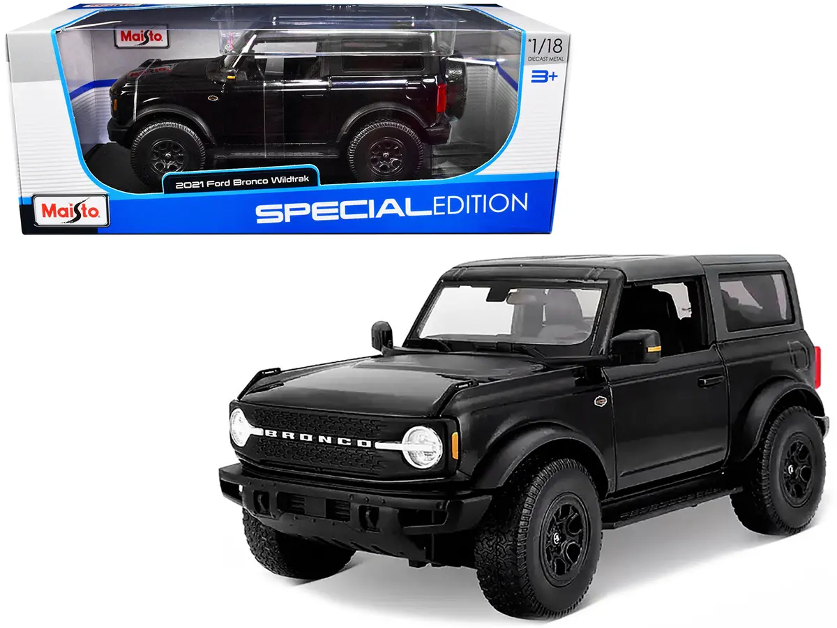 2021 Ford Bronco Wildtrak Black Metallic With Dark Gray Top "Special Edition" 1/18 Diecast Model By Maisto 1