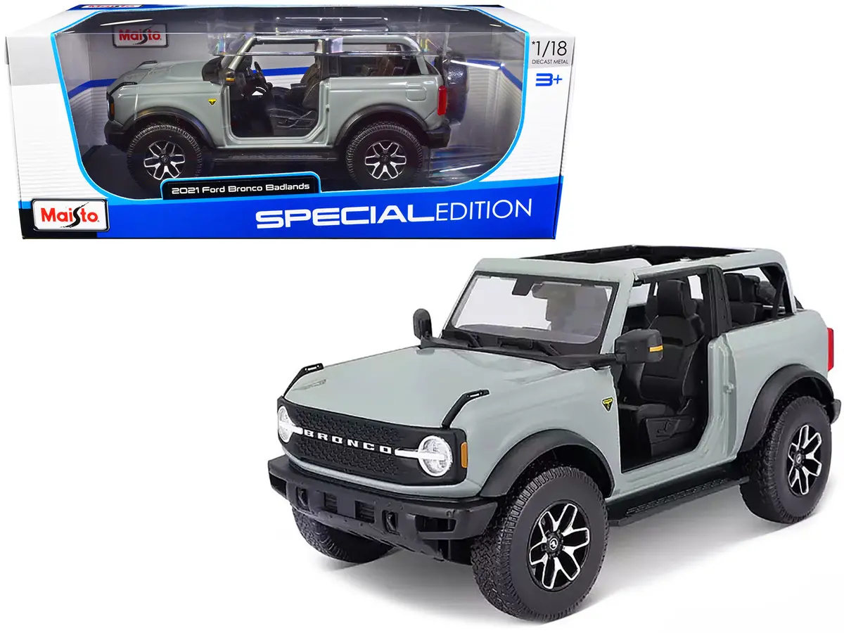 2021 Ford Bronco Badlands Light Gray "Special Edition" 1/18 Diecast Model By Maisto 1