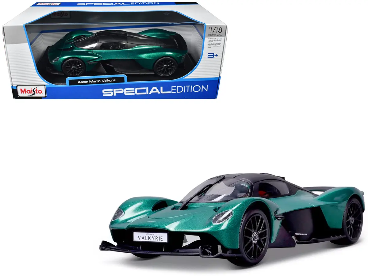 Aston Martin Valkyrie Green Metallic With Matte Black Top "Special Edition" Series 1/18 Diecast Model Car By Maisto 1