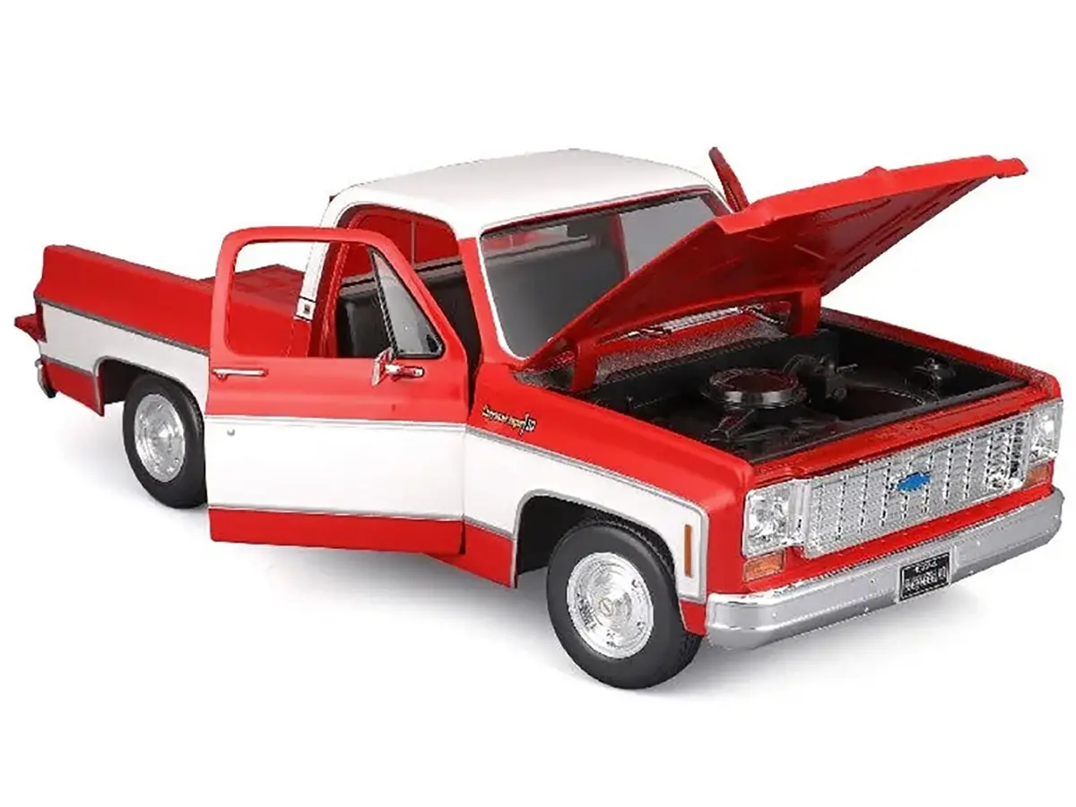 1974 Chevrolet C10 Cheyenne Super Pickup Truck Red And White "Special Edition" Series 1/18 Diecast Model By Maisto 2
