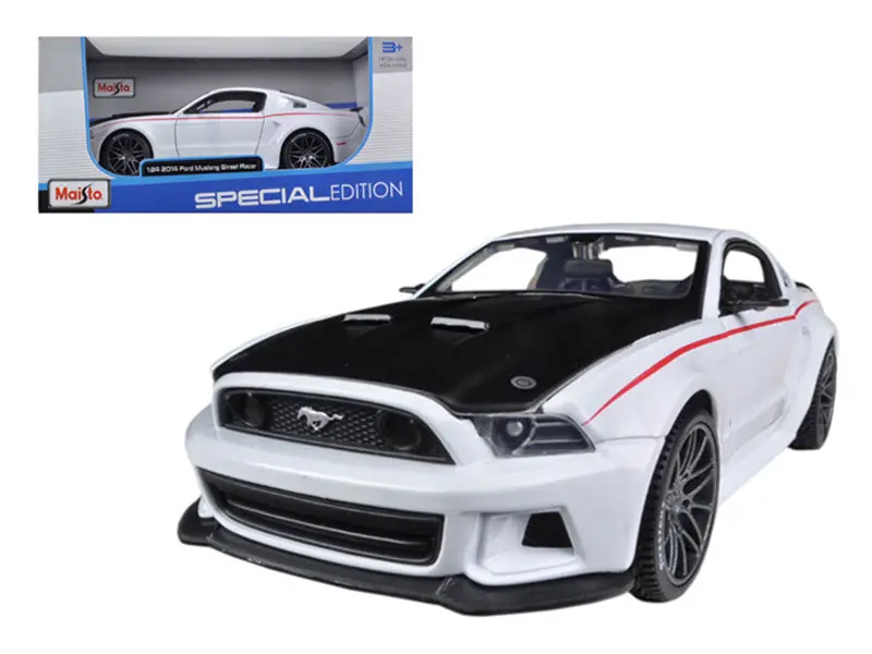 2014 Ford Mustang "Street Racer" White With Black Hood Special Edition Series 1/24 Diecast Model Car By Maisto 1