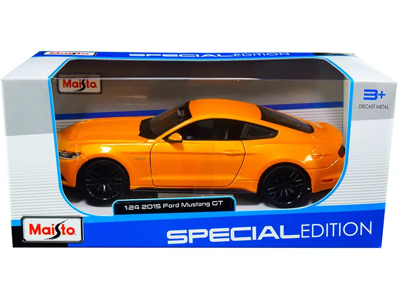 2015 Ford Mustang Gt 5.0 Orange Metallic 1/24 Diecast Model Car By Maisto 1
