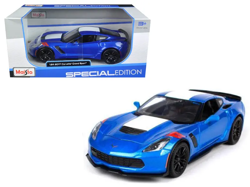 2017 Chevrolet Corvette Grand Sport Blue 1/24 Diecast Model Car By Maisto 1