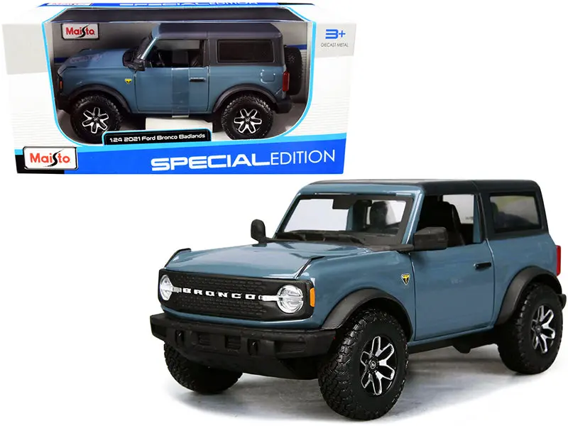 2021 Ford Bronco Badlands Blue With Black Top "Special Edition" 1/24 Diecast Model By Maisto 1