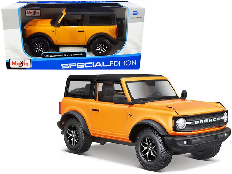 2021 Ford Bronco Badlands Orange Metallic With Black Top "Special Edition" 1/24 Diecast Model By Maisto 1