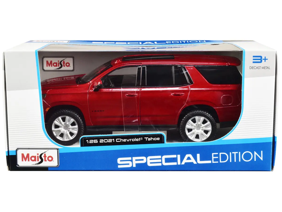 2021 Chevrolet Tahoe Red Metallic With Sunroof 1/26 Diecast Model By Maisto 1