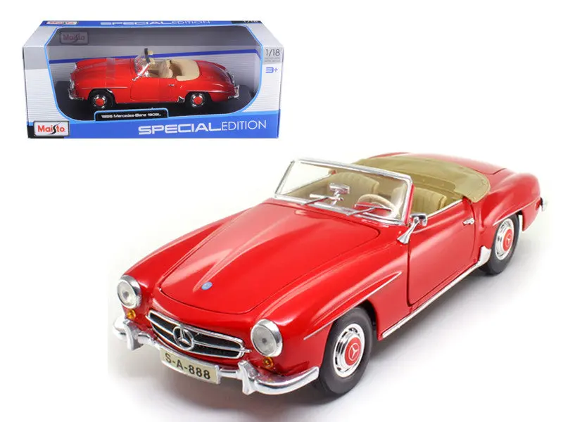 1955 Mercedes 190 Sl Red 1/18 Diecast Model Car By Maisto 1