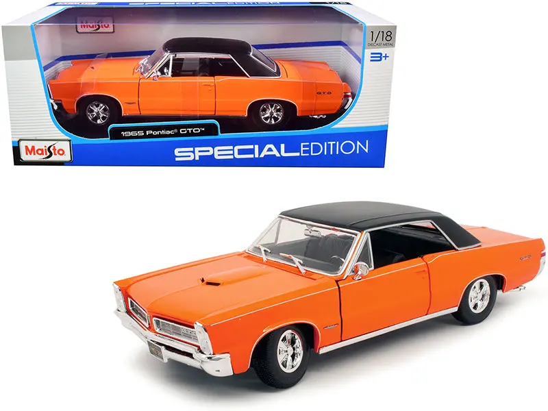1965 Pontiac Gto Hurst Orange With Black Top And White Stripes "Special Edition" 1/18 Diecast Model Car By Maisto 1
