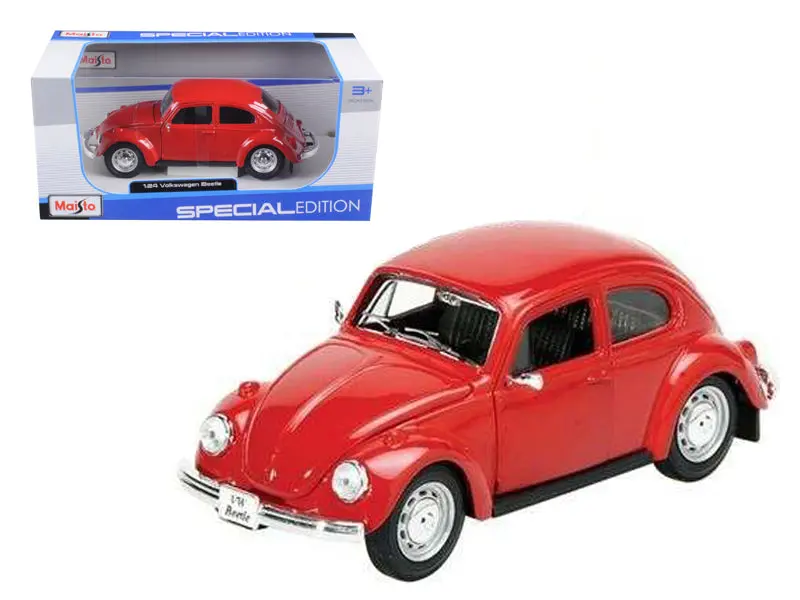 1973 Volkswagen Beetle Red 1/24 Diecast Model Car By Maisto 1
