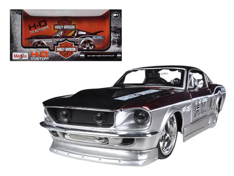 1967 Ford Mustang Gt Red / Silver "Harley Davidson" 1/24 Diecast Model Car By Maisto 1