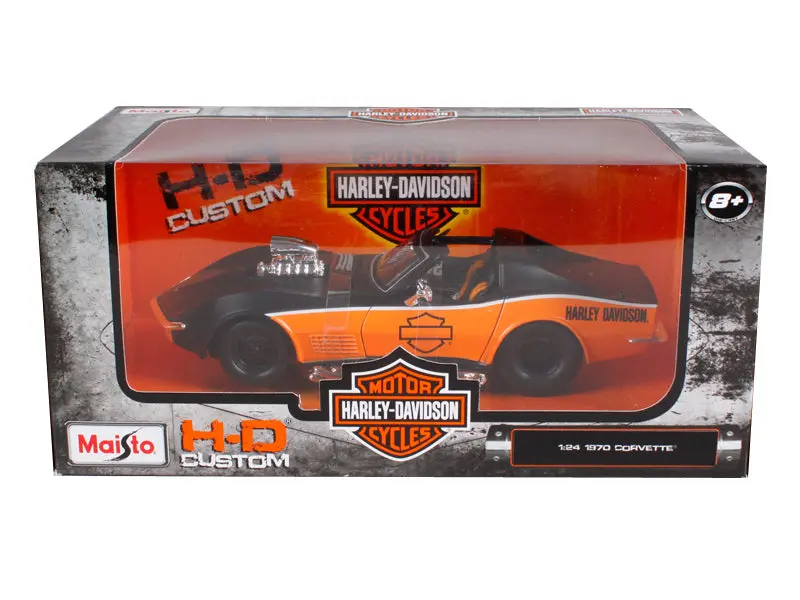 1970 Chevrolet Corvette Harley Davidson Black/Orange 1/24 Diecast Model Car By Maisto 1