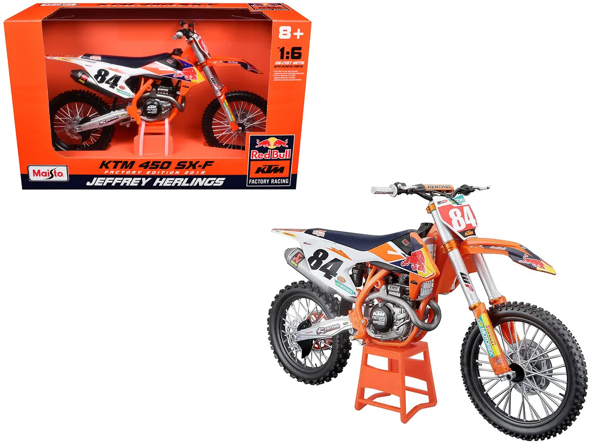Ktm 450 Sx-F #84 Jeffrey Herlings "Red Bull Ktm Factory Racing" (2018) 1/6 Diecast Motorcycle Model By Maisto 1