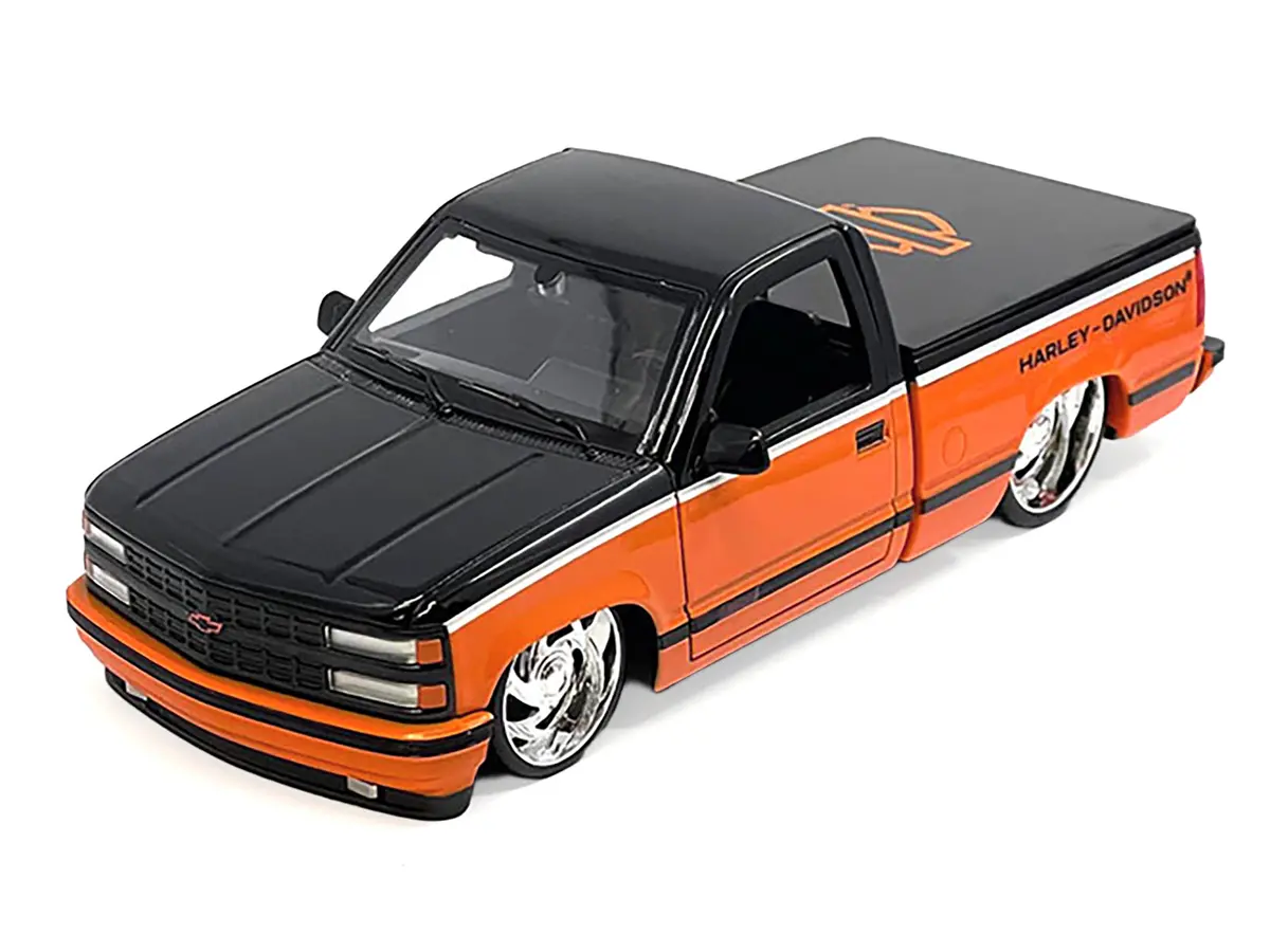1993 Chevrolet 454 Ss Pickup Truck "Harley Davidson" Black And Orange "H-D Custom" Series 1/24 Diecast Model By Maisto 2