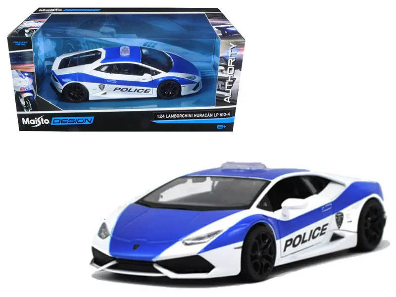 Lamborghini Huracan Lp610-4 Police White And Blue 1/24 Diecast Model Car By Maisto 1