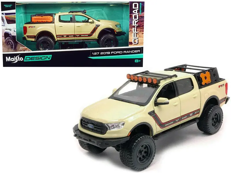 2019 Ford Ranger Lariat Fx4 Pickup Truck Sand Tan With Stripes "Off Road" Series 1/27 Diecast Model By Maisto 1