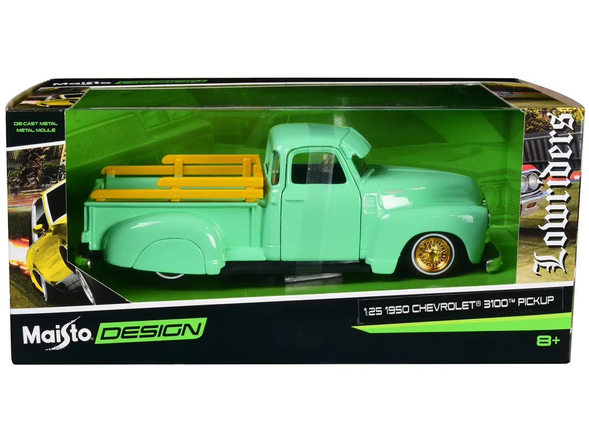 1950 Chevrolet 3100 Pickup Truck Lowrider Light Green With Gold Wheels "Lowriders" Series 1/24 Diecast Model By Maisto 1