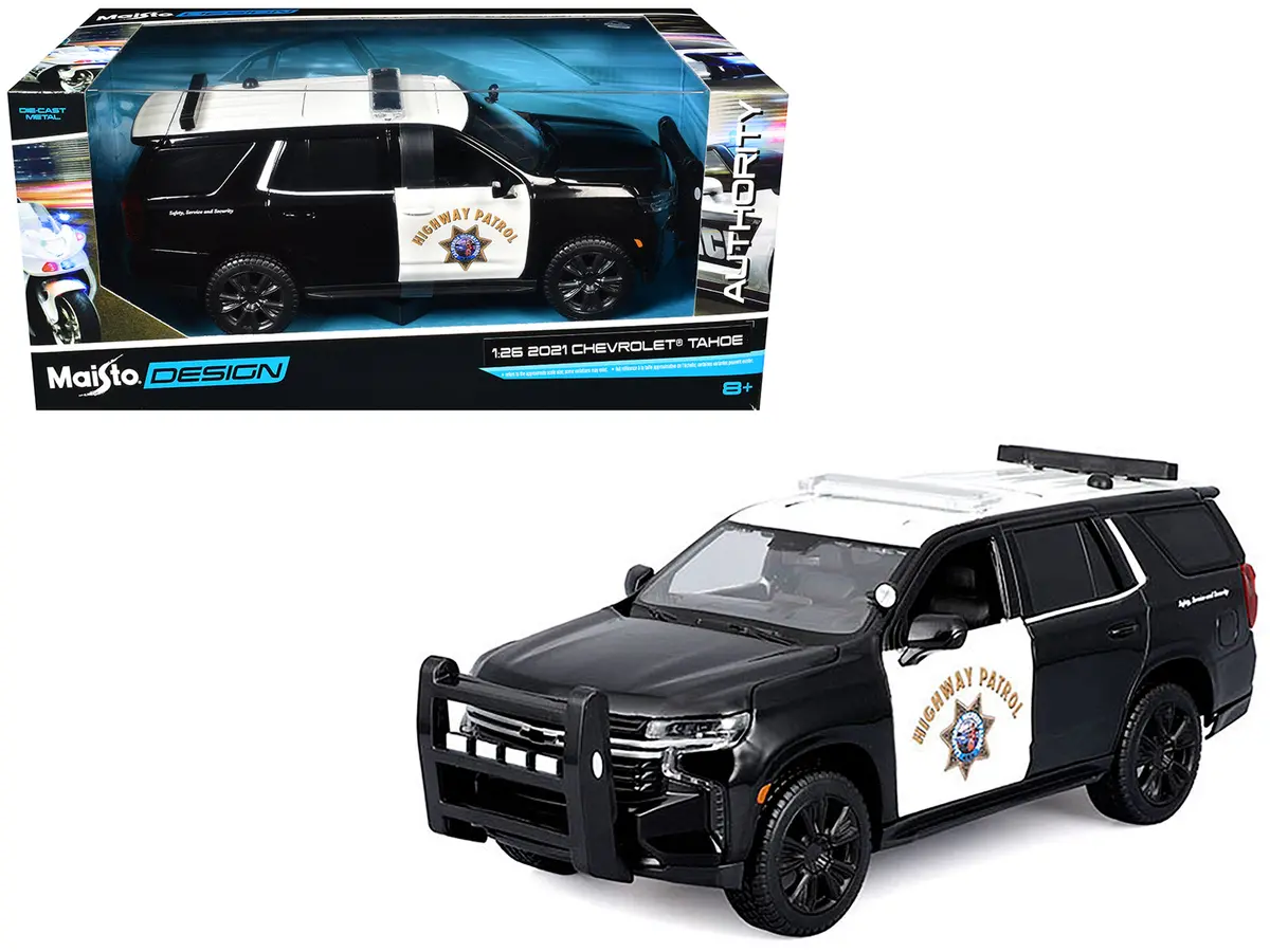 2021 Chevrolet Tahoe "California Highway Patrol" Black And White "Authority" "Maisto Design" Series 1/26 Diecast Model By Maisto 1