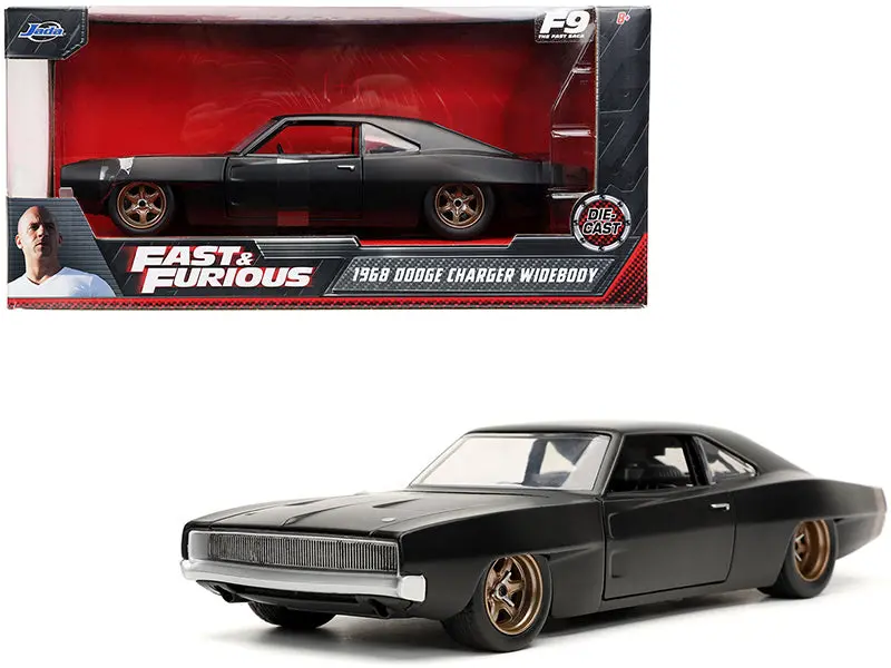 Dom's 1968 Dodge Charger Widebody Matte Black "Fast & Furious F9" (2021) Movie 1/24 Diecast Model Car By Jada 1