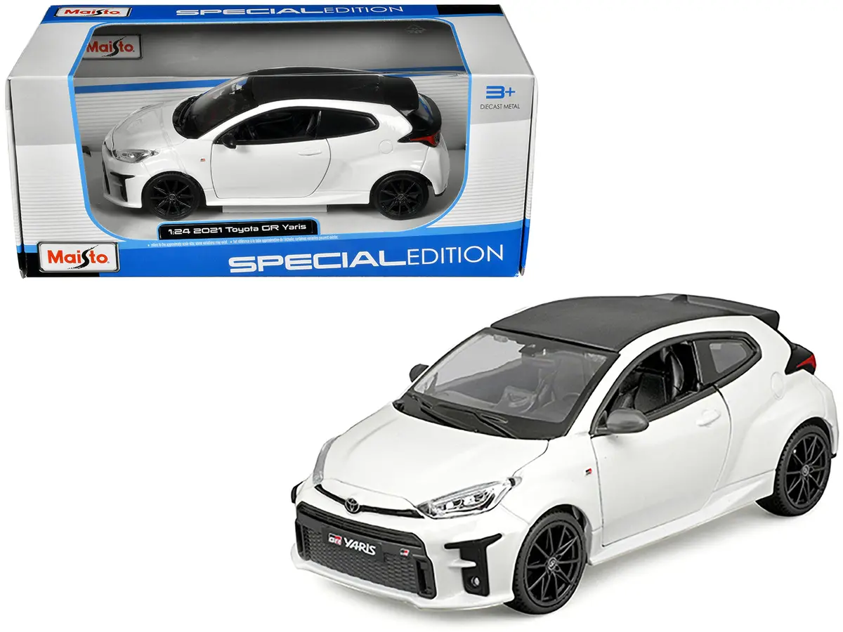2021 Toyota Gr Yaris White With Carbon Top "Special Edition" Series 1/24 Diecast Model Car By Maisto 1