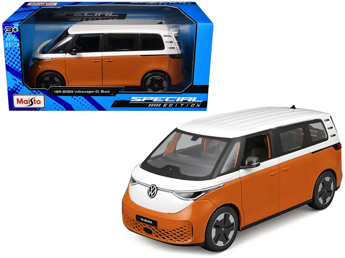 2023 Volkswagen Id. Buzz Van Orange And White "Special Edition" Series 1/24 Diecast Model By Maisto 1