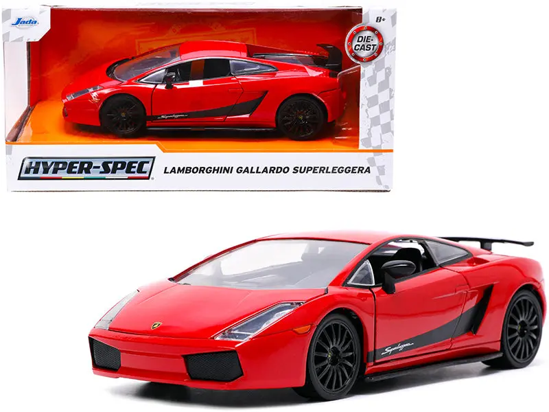 Lamborghini Gallardo Superleggera Red With Black Stripes "Hyper-Spec" Series 1/24 Diecast Model Car By Jada 1