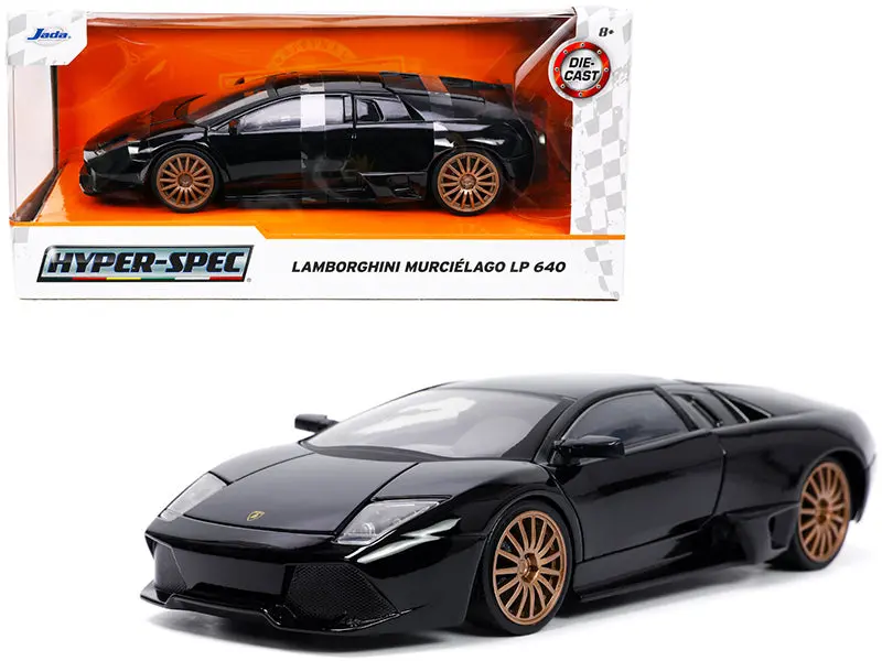 Lamborghini Murcielago Lp640 Black With Copper Wheels "Hyper-Spec" Series 1/24 Diecast Model Car By Jada 1
