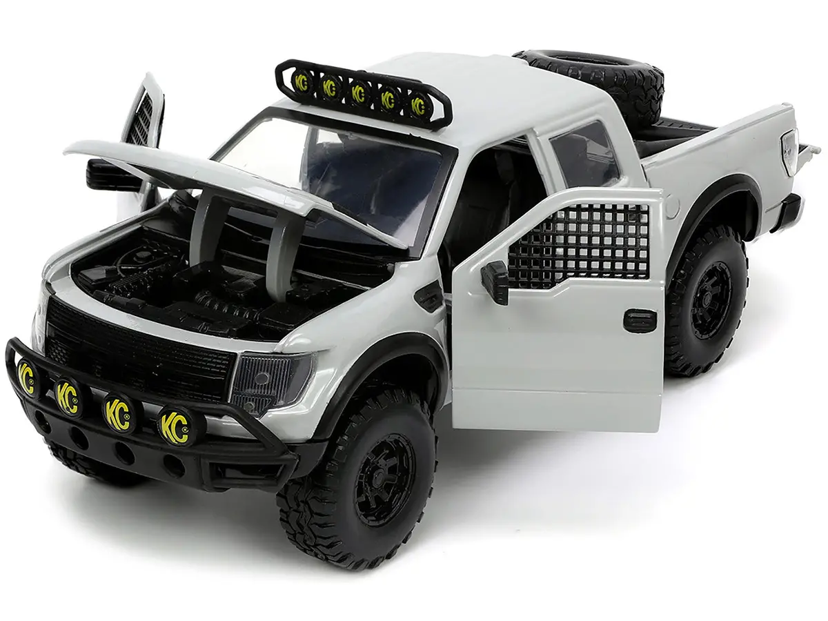 2011 Ford F-150 Svt Raptor Pickup Truck Light Gray With Extra Wheels "Just Trucks" Series 1/24 Diecast Model By Jada 2