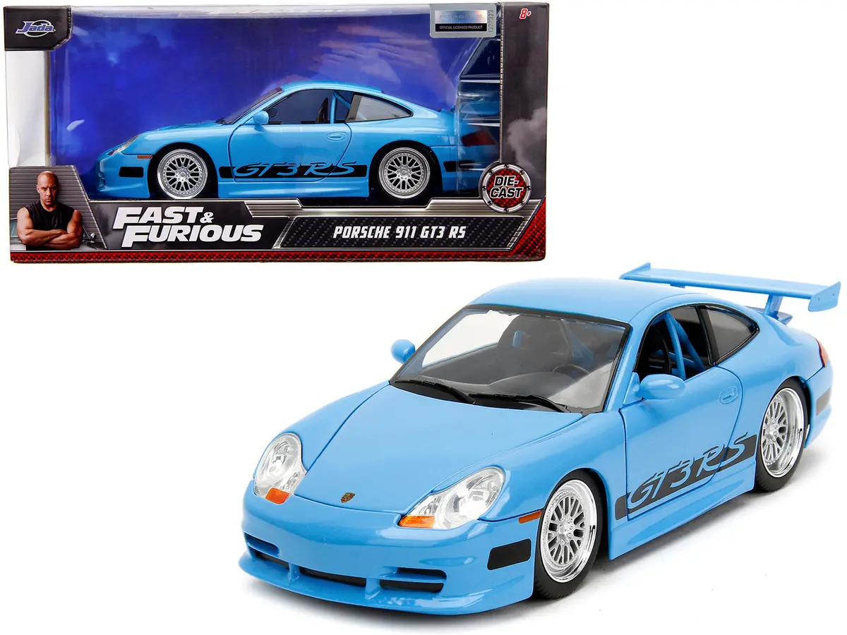 Porsche 911 Gt3 Rs Light Blue With Black Accents "Fast & Furious" Movie 1/24 Diecast Model Car By Jada 1