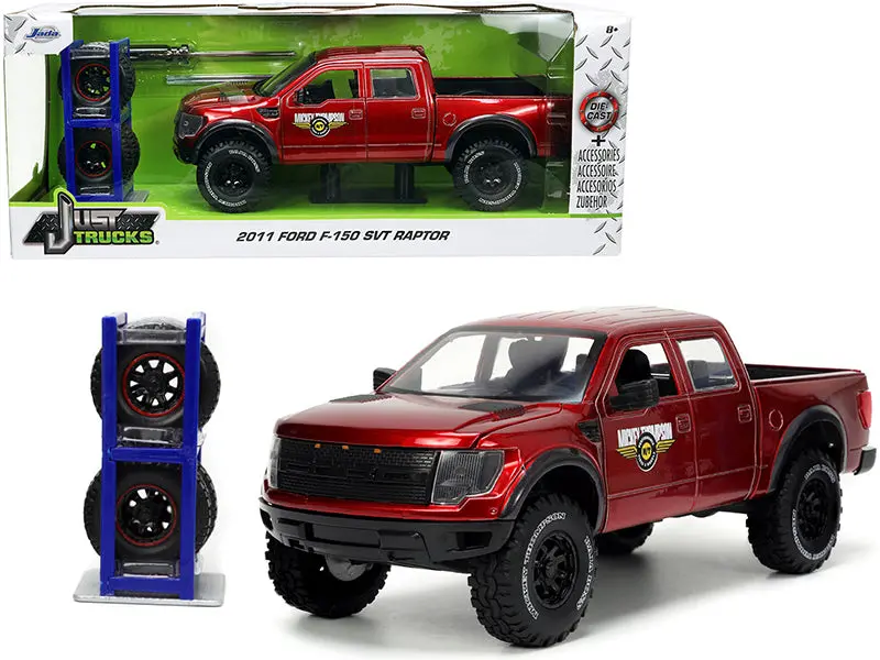 2011 Ford F-150 Svt Raptor Pickup Truck Candy Red Metallic "Mickey Thompson Tires & Wheels" With Extra Wheels "Just Trucks" Series 1/24 Diecast Model By Jada 1