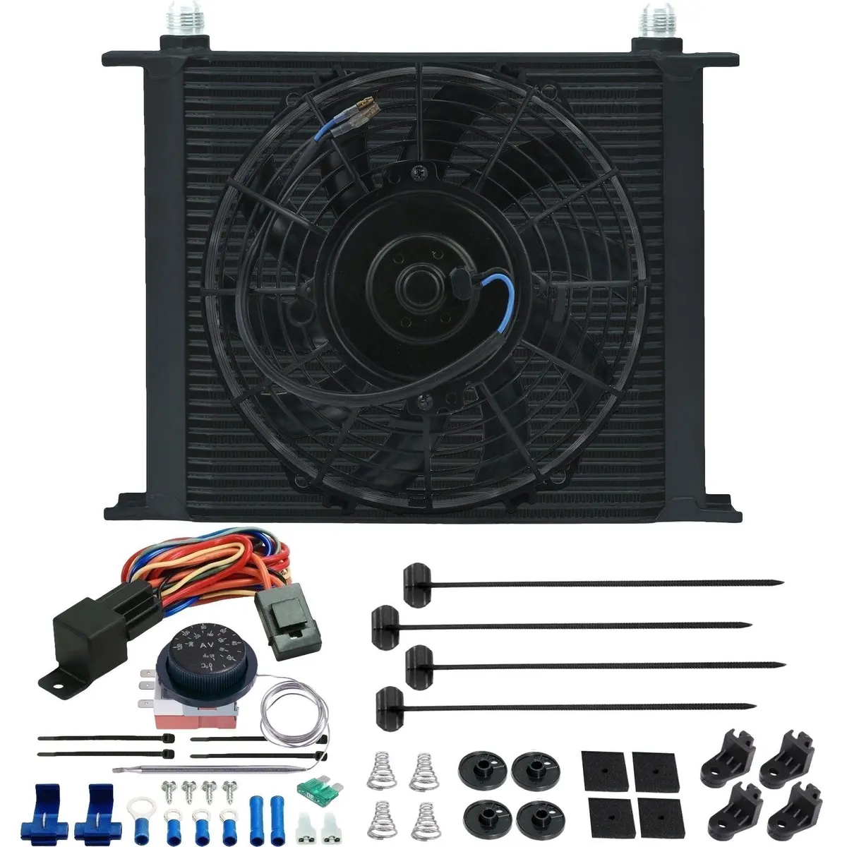 34 Row 6-10An Transmission Oil Cooler Electric Fan Adjustable Temp Controller 1