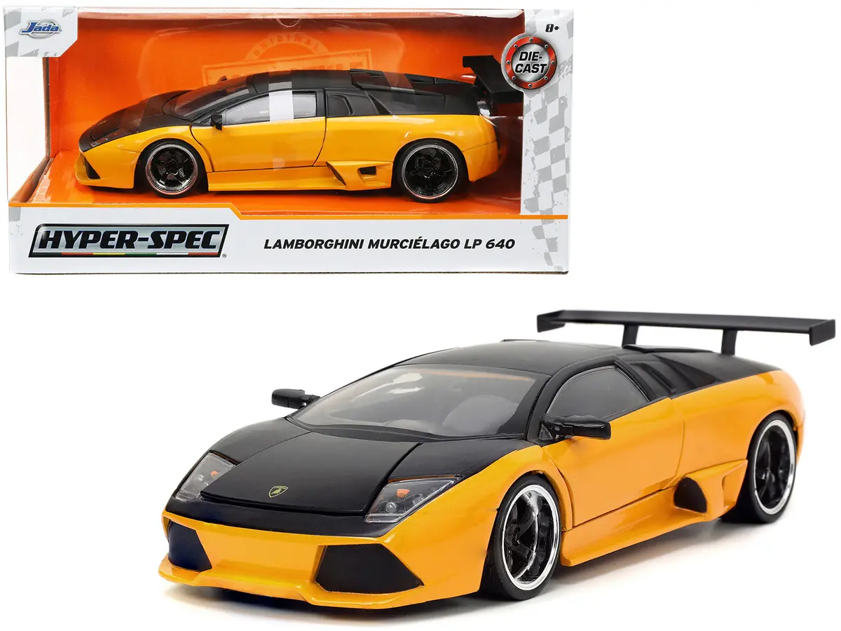 Lamborghini Murcielago Lp 640 Yellow Metallic And Matte Black "Hyper-Spec" Series 1/24 Diecast Model Car By Jada 1