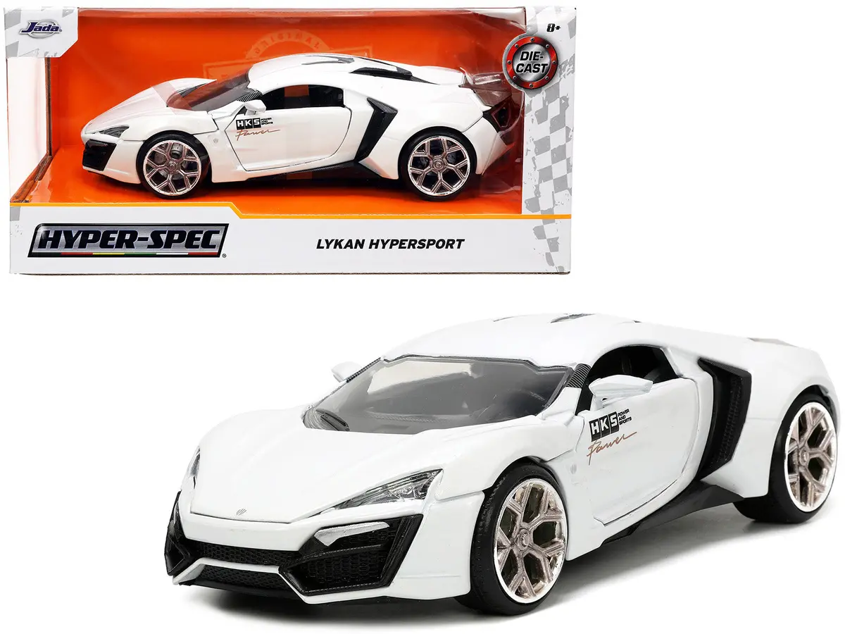 Lykan Hypersport White With Bronze Metallic Rear Spoiler "Hks" "Hyper-Spec" Series 1/24 Diecast Model Car By Jada 1