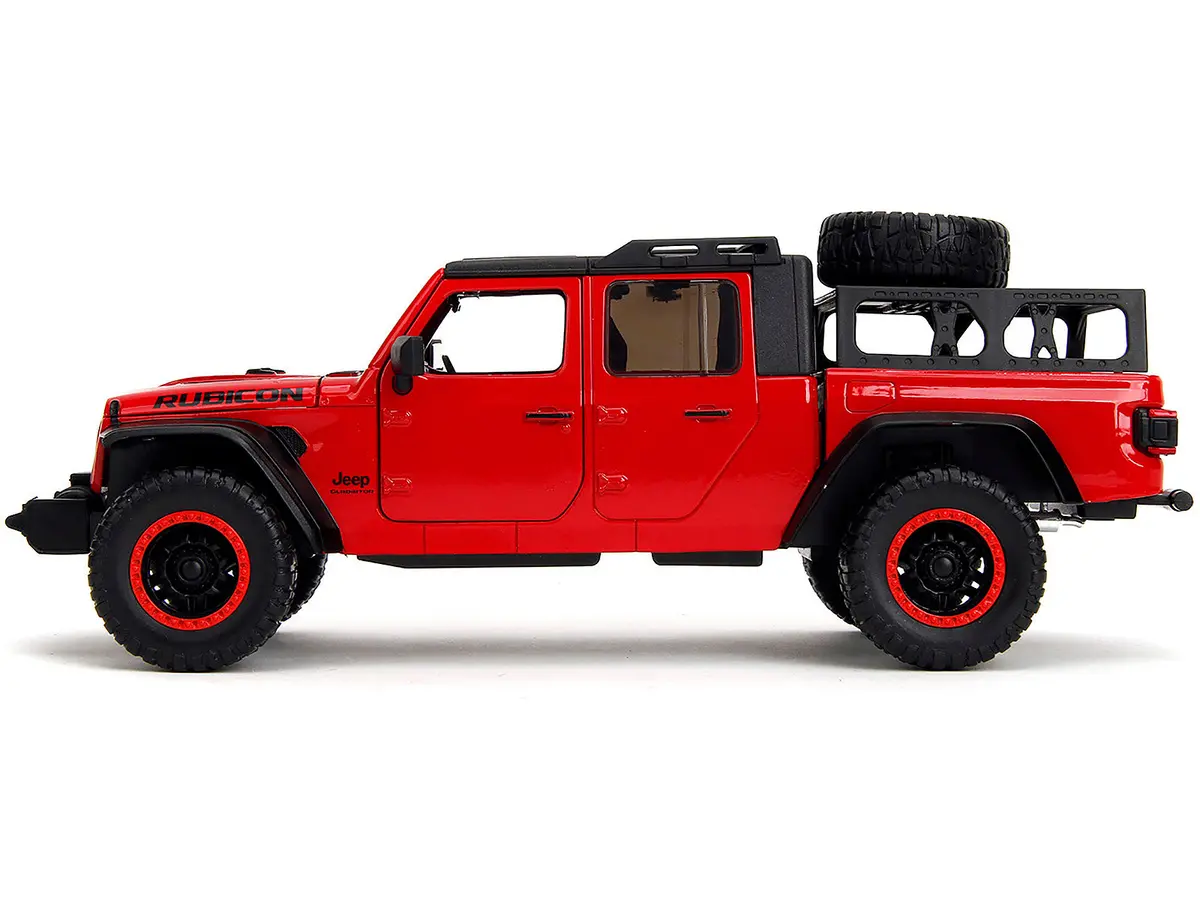 2020 Jeep Gladiator Rubicon Pickup Truck Red With Black Top And Extra Wheels "Just Trucks" Series 1/24 Diecast Model By Jada 2