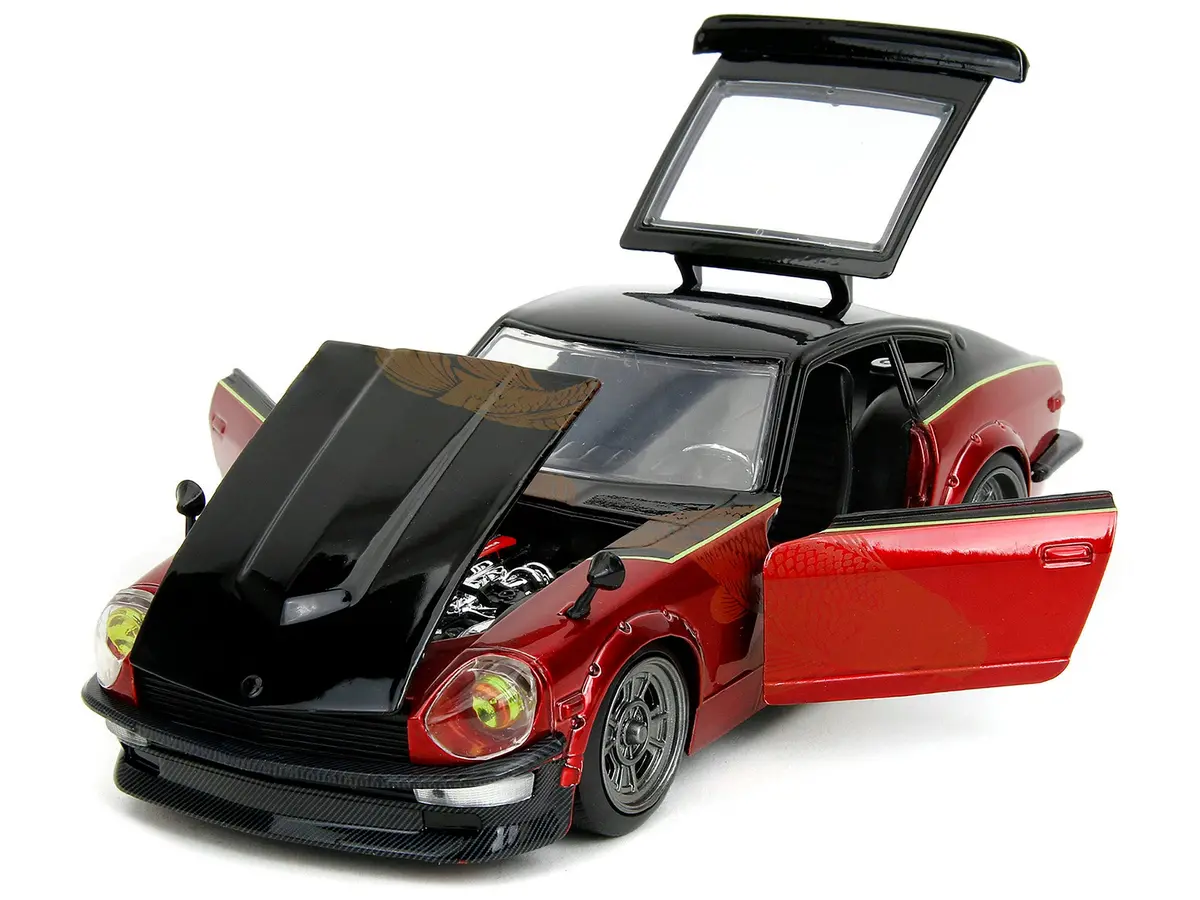 1972 Datsun 240Z Black And Red Metallic With Graphics "Fast X" (2023) Movie "Fast & Furious" Series 1/24 Diecast Model Car By Jada 2